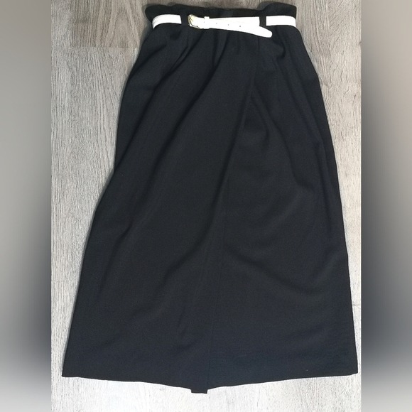 90s Vintage Escada Black Crepe High Waist Wrap Minimal Column Tailored Skirt - Picture 4 of 11